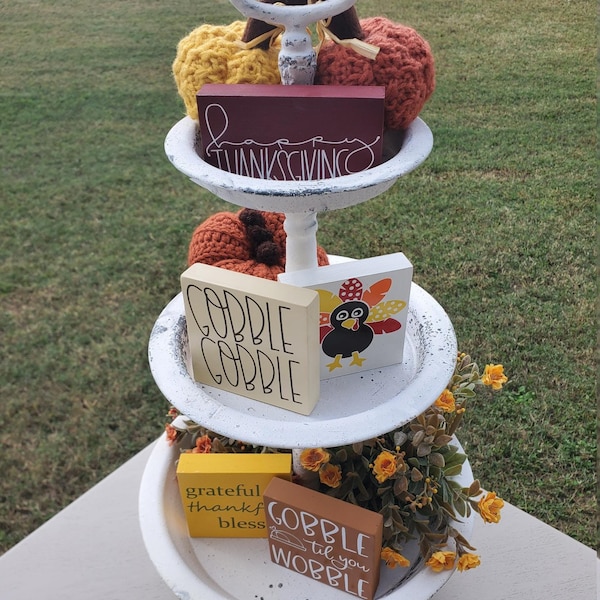 Thanksgiving Tiered Tray, Gobble Gobble