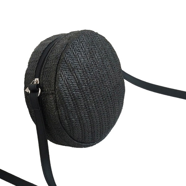 Women's Classic Style Round Crossbody Bag Ladies Shopper Handbag Straw Handbag Vegan Friendly