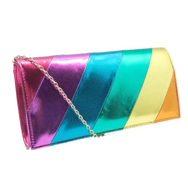 Pochette arc-en-ciel, pochette de soirée, sac de soirée, pochette de mariage, sac à main pour femme, sac de luxe, pochette de luxe, pochette d'occasion