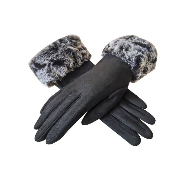 Womens Faux Fur Gloves, Ladies Gloves, Classic Gloves, Gloves for Women, Gift Gloves, Warm Gloves, Gloves, Gift for Her, Winter Gloves