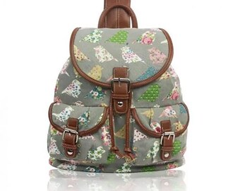 Birds And Flowers Backpack Vintage Retro Design Rucksack Birds Flower Print Kids School Bag Rucksack Nature Backpack Nature Rucksack