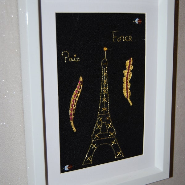 tableau de la tour Eiffel, Paris à personnaliser en broderie au fil d'or