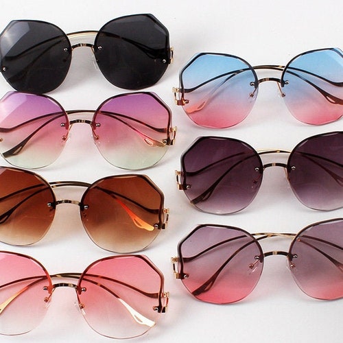 2023 Women Sunglasses Highquality Polygonal Rimless New Style Etsy