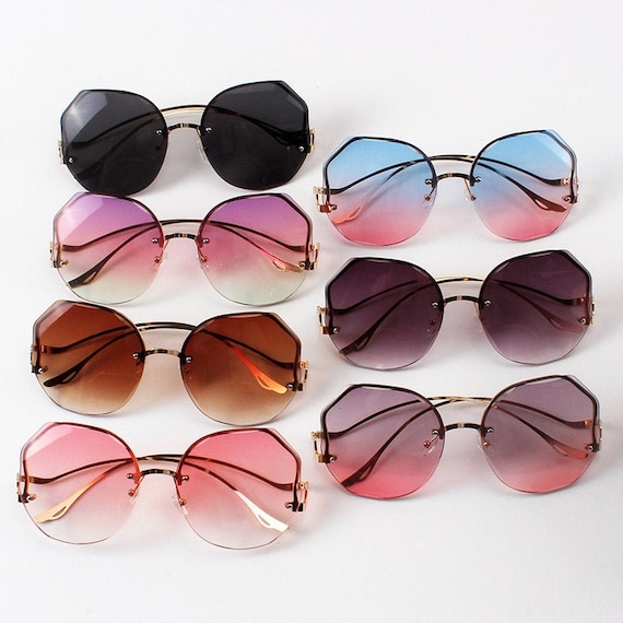 Buy 2024 Women Sunglasses High-quality Polygonal Rimless New Style