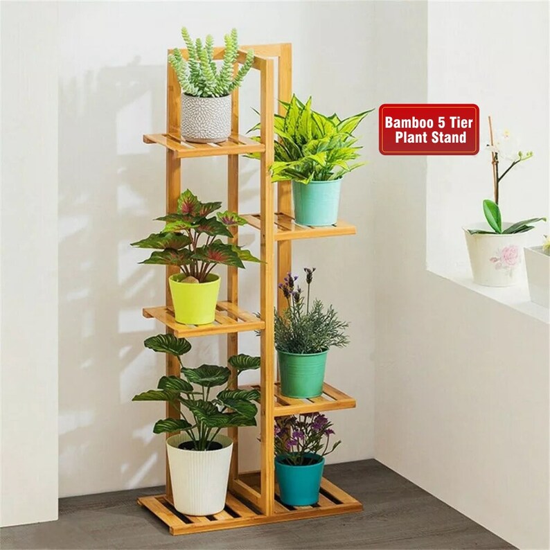 Indoor Multi Tier Wood Plant Stand Corner Tiered Plant Stand Etsy