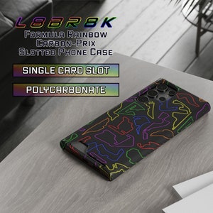 L8BR8K Formula Rainbow Carbon Prix sleuf telefoonhoesje | Kaarthouder telefoonhoesje | Koolstofvezel | Kaartsleuf | Grote Prijs