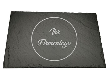 Ihr Firmenlogo auf Schiefer mit Gravur | personalisiert Geschäft Restaurant Laden Business Firma Tablett Essen 30x20cm - wetterfest