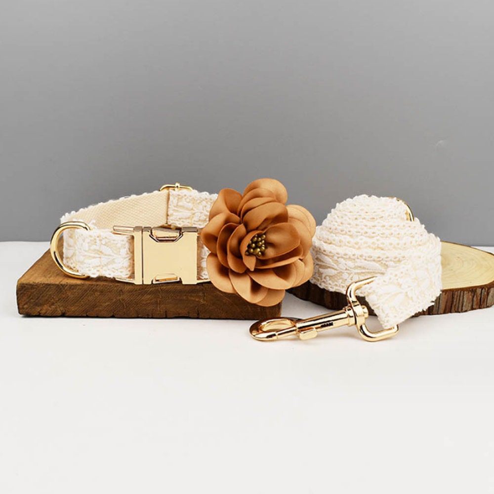 Harnais Et Laisse De Mariage Pour Chien Avec Fleur - Dentelle Réglable Anti-traction Pour Grands Chiens - 11