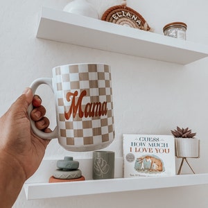 Checkered Mama Mug 15 oz| Ceramic Mug| mom mug|Mothers day gift|Birthday gift| Retro Checkered mug |Sublimation mug|Coffee Mug