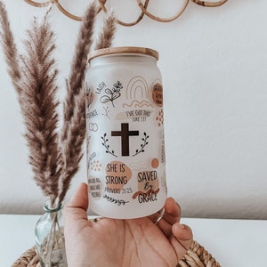Biblical Glass 16 oz| Beer Can Glass |25oz Glass| Christian Gifts| Bible cups| Sublimation| Christian glass cup
