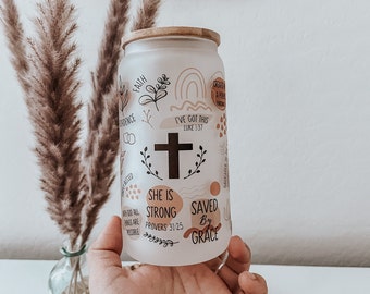 Biblical Glass 16 oz| Beer Can Glass |25oz Glass| Christian Gifts| Bible cups| Sublimation| Christian glass cup