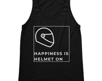 Happiness Is Helmet On Classic Adult Vest Top Biker Biking Competitive Driving Motocross Karting Motorsport