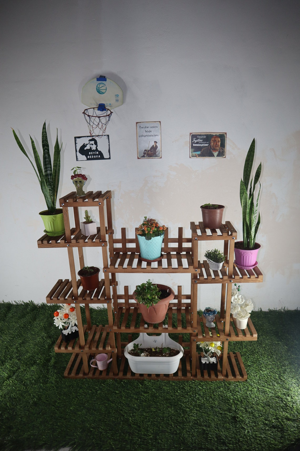 Wooden Flower Plant Stand Walnut Wooden Flowerpot Wood Plant Etsy