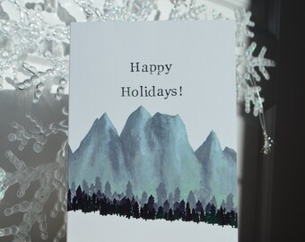 Holiday Inspired Peak Card, Christmas card,  Greeting Card, Blank Greeting Card, Mountain Card, Peak Card, Mountain Art, Canadian Mountains