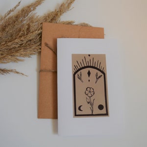 Tarot Card Style Greeting Card, Hand Painted Card, Blank, Witchy card, Handmade card