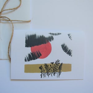 Sunset Feature Karte, Handgemachte Florale Grußkarte, Künstlerische Grußkarte, Boho Karte, Geburtstagskarte, kanadische Künstlerkarte