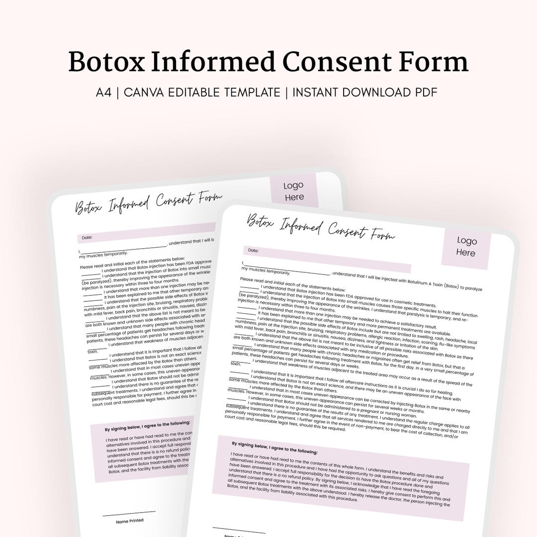 Botox Informed Consent Form | Editable Botox Consent Template | Medical ...