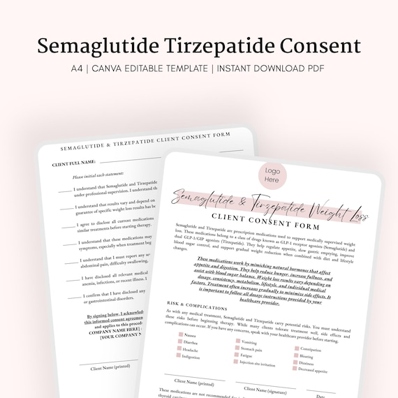 tirzepatide consent form for weight loss GLP-1 Informed & Risk Disclosure Kit Tirzepatide Weight Loss Injection Consent