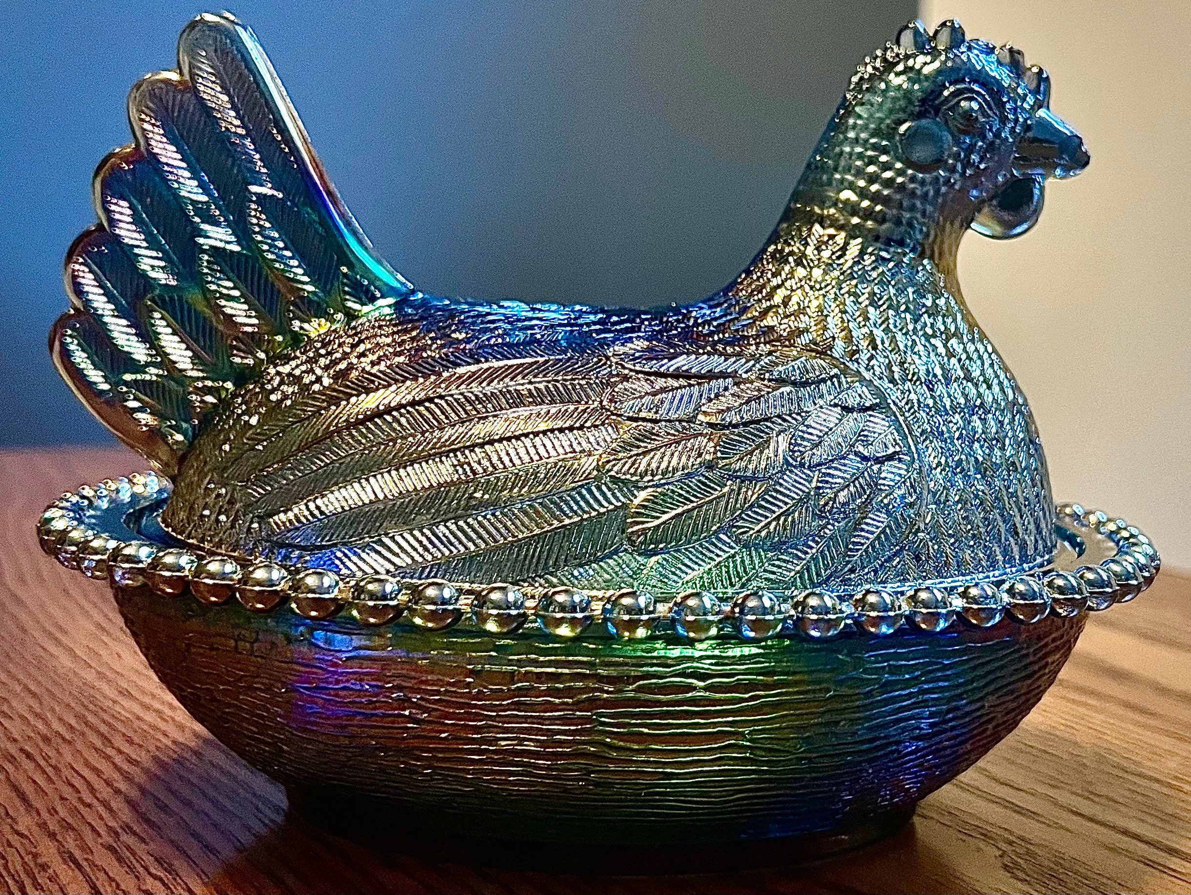 Iridescent Carnival Indiana Glass Hen on Nest - Etsy