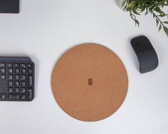 Erroco Circle Mouse Pad, 100% Upcycled Cork with Non-slip TPE Back, Made In Canada