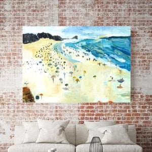 Praia Do Amado Digital Print Acrylic Painting Beach Surf Landscape A3 (42cm x 29.7cm)