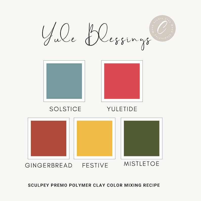 Gingerbread Swatch Yule Blessings Palette/festive Tones/easy Mixing Guide/sculpey Premo ...