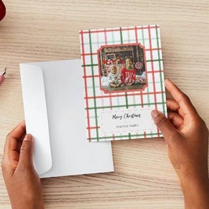 Plaid Family Christmas Card, Editable Holiday Card, Plaid Holiday Card, Canva Holiday Card, Digital Christmas Card