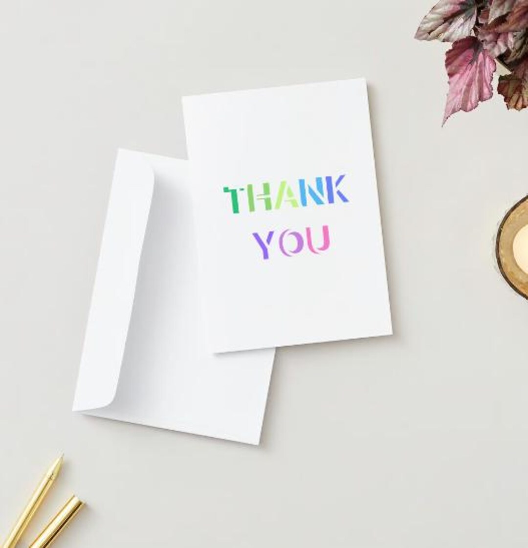Bright Colored Thank You Card, Blank Thank You Card, Editable Thank You ...