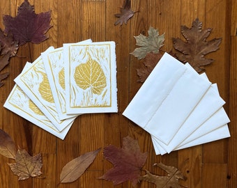 Botanical Wedding Invitation | Hand Printed Thank You Cards | Linocut Leaf Cards | Botanical Block Print | Blank Leaf Greeting Cards