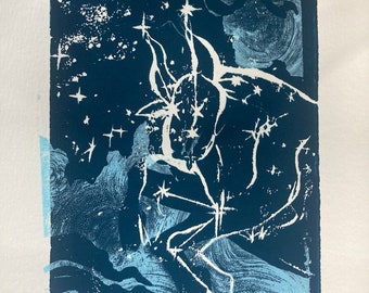 Taurus | handmade zodiac block print | astrology art | astrological decor | unique signed artist print