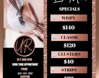 Menusjabloon voor zelfgemaakte wimpers