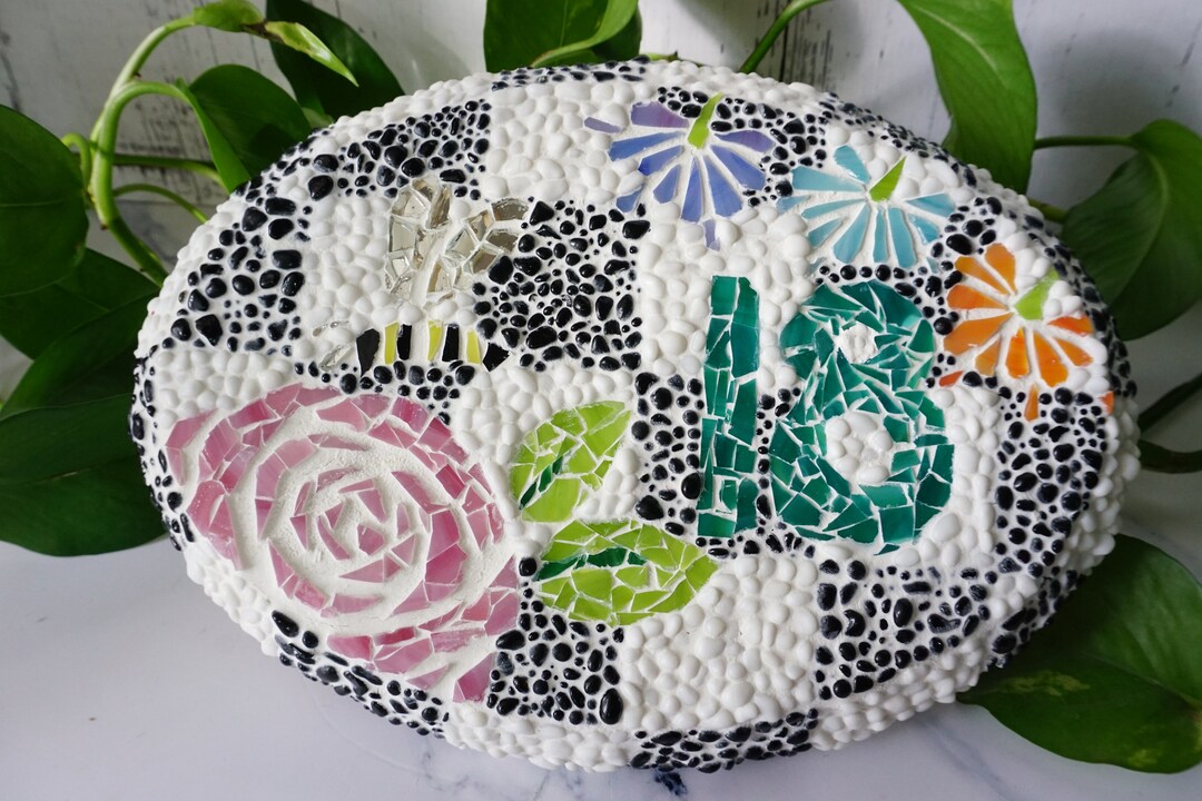 Mosaic Address Sign House Numbers Address Rock Etsy
