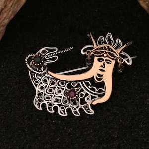 Filigree Silver Shahmaran Brooch: Handmade Turkish Serpent Queen Pin