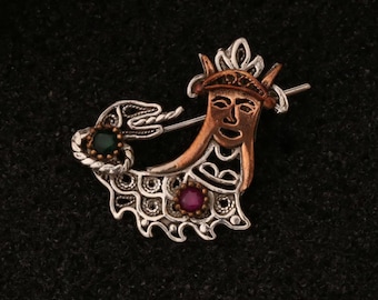 Handmade Silver Shahmaran Brooch, Filigree Snake Goddess Pin Details, Mystical Ethnic Jewelry, Unique Artisan Gift, Boho Style Brooch