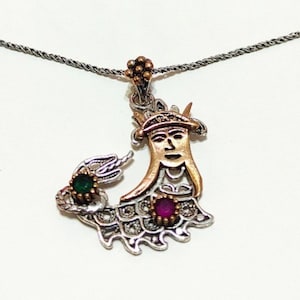 Handmade Silver Shahmaran Pendant: Mythological Gemstone Amulet