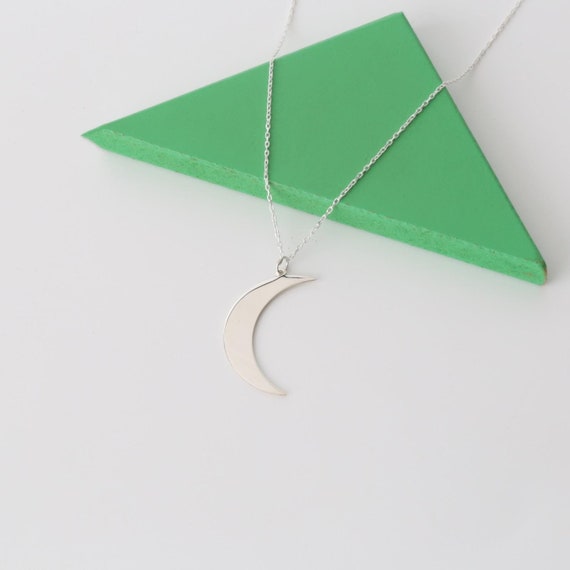 Handmade Sterling Silver Crescent Moon Necklace: Celestial Jewelry