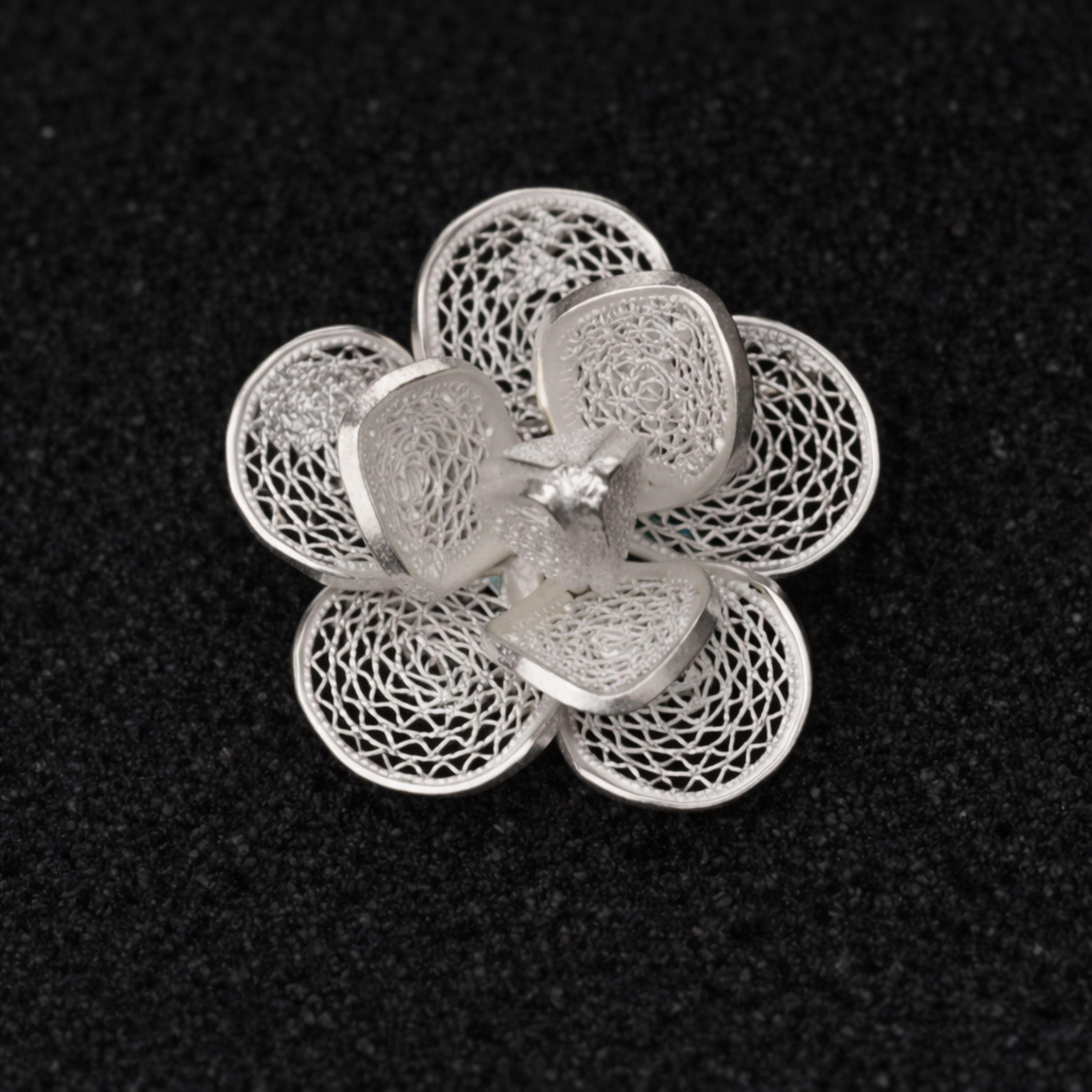Buy Elegant Lotus Flower Brooch: Handmade Sterling Silver Filigree
