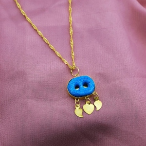 Handmade Assyrian Necklace, Good Lucky Turquoise Necklace, Gold Plate Syrian Necklace, Hercai Necklace, Evil Eyes Necklace, Reyyan Necklace