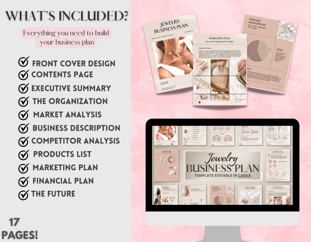 Luxury Jewelry Business Plan Small Business Plan Template Etsy