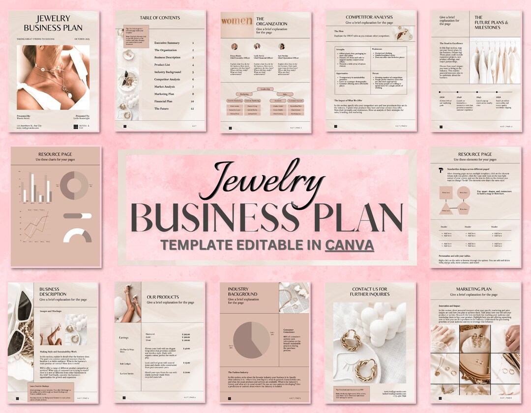 Luxury Jewelry Business Plan, Small Business Plan Template, BOSS BABE