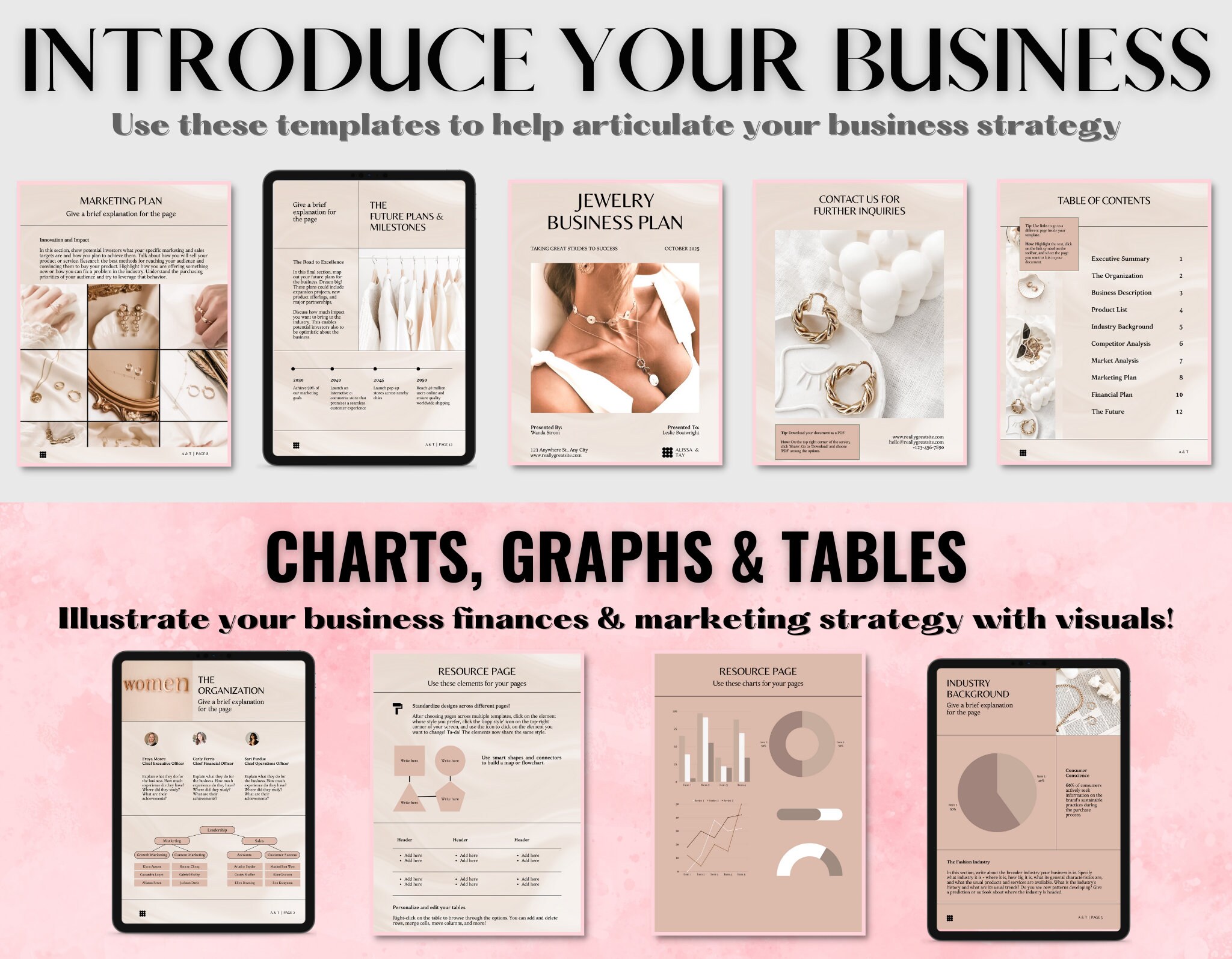 Luxury Jewelry Business Plan, Small Business Plan Template, BOSS BABE