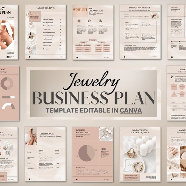 Entreprise de bijoux, Modèle de plan de petite entreprise, BOSS BABE BUSINESS, Proposition de planificateur d'entreprise, Cahier de démarrage, Side Hustle, Edit in Canva