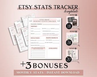 Etsy Shop Stats Tracker Template Printable Planner Etsy Seller Automatic Bookkeeping, Small Business Planner Expense Tracker Income Tracker