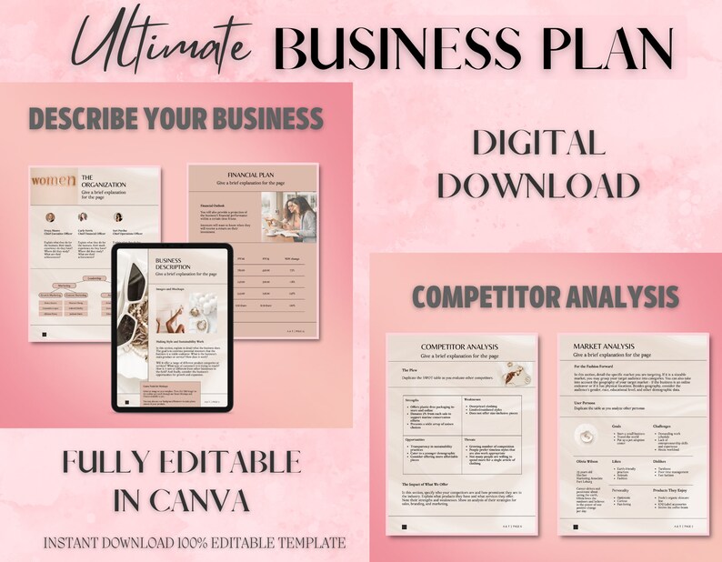 Luxury Jewelry Business Plan, Small Business Plan Template, BOSS BABE