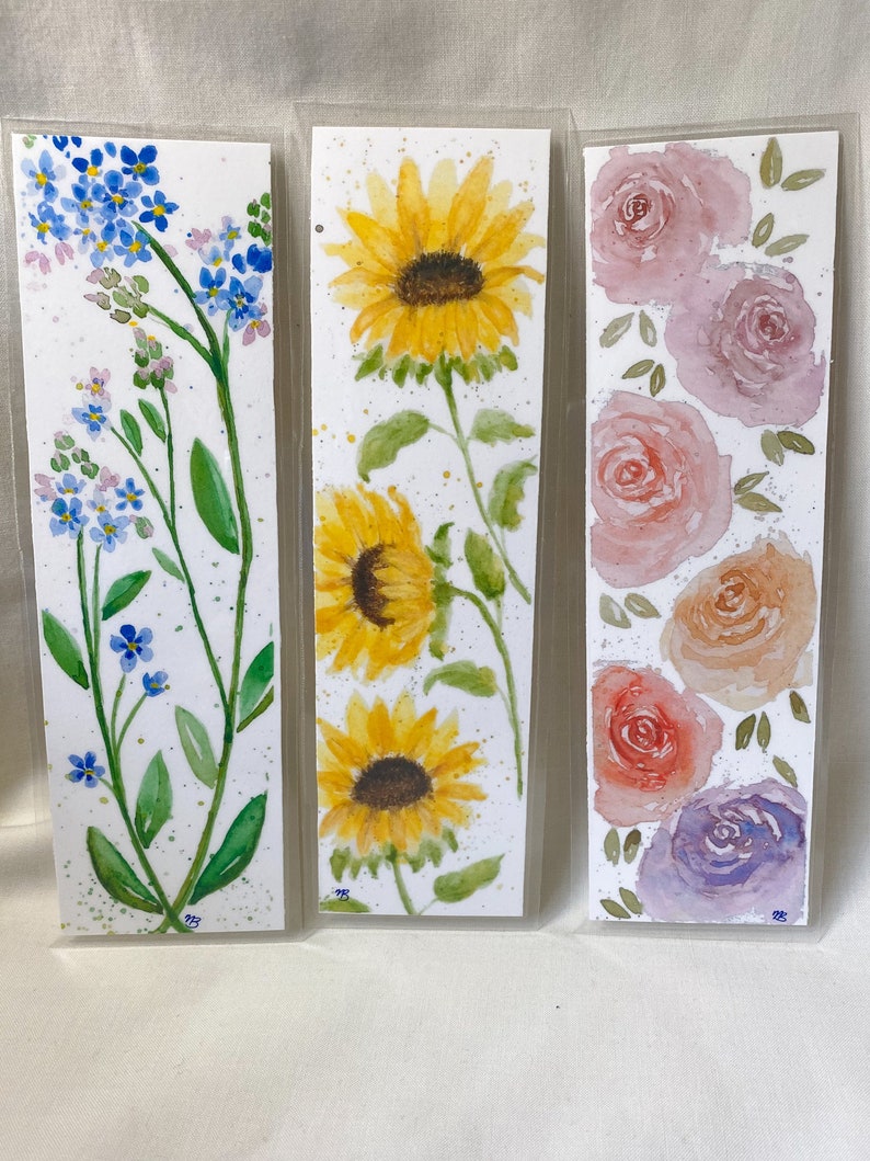 Floral Watercolor Laminated Art Print Bookmarks Etsy