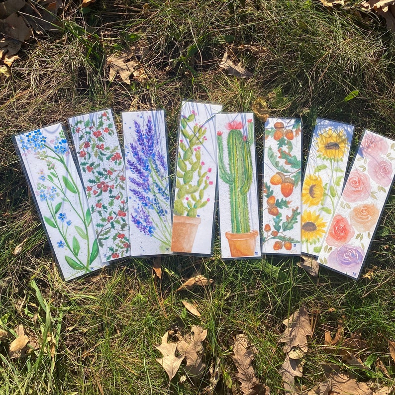 Floral Watercolor Laminated Art Print Bookmarks Etsy