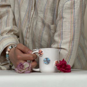 Unique Handmade Ceramic Flower Cup | 3D Floral Coffee Cup | Personalized Espresso Mug | Unique Ceramic Espresso Cup for Birthday Gifts