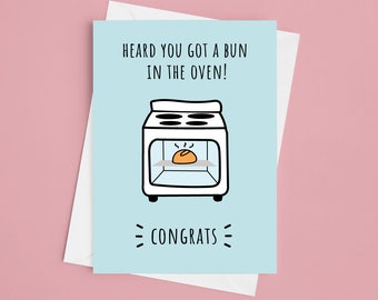 Funny Pregnancy Card - Bun in the Oven, Baby Shower (A5)