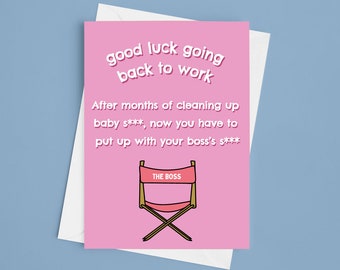 Maternity Leave Back To Work A5 - Welcome back after maternity leave, back to work, good luck, end of maternity leave card, end of maternity