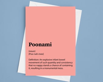 Grappige "Poonami" nieuwe babykaart - A5-kaart met zwangerschapsverlof